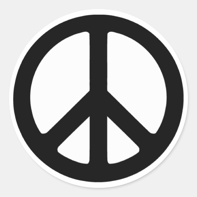 Classic Black Groovy Peace Symbol Round Sticker (Front)