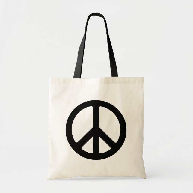 Classic Black Groovy Peace Symbol Tote Bag (Front)