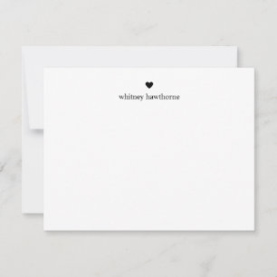 Classic Black Heart Stationery Simple Minimalist  Card
