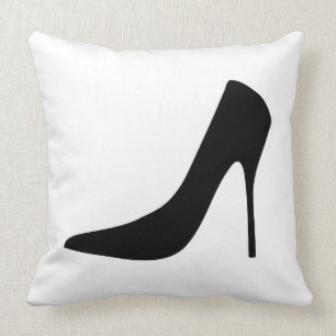 CLASSIC BLACK HIGH HEELS AND POLKA DOTS THROW PILLOW