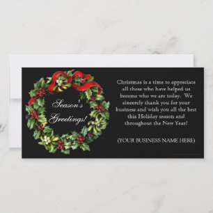 Classic Black Holly Wreath Imprinted Flat Cards