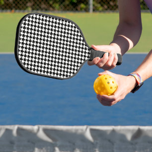 Classic black houndstooth pattern pickleball paddle