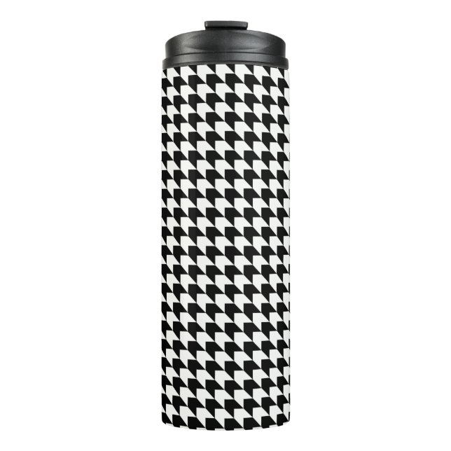 Classic black houndstooth pattern thermal tumbler (Front)