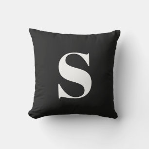 Classic Black Initial Monogrammed Outdoor Pillow