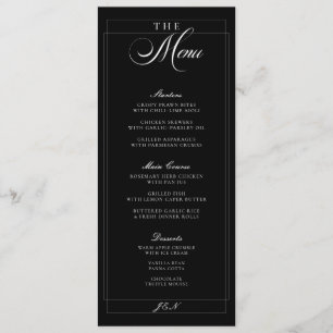 Classic Black Ivory Calligraphy Wedding Menu