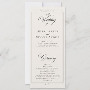 Classic Black Ivory Calligraphy Wedding Program