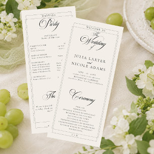 Classic Black Ivory Calligraphy Wedding Program