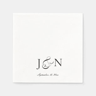 Classic Black Ivory Script Calligraphy Wedding Napkin