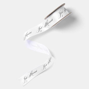 Classic Black Ivory Script Calligraphy Wedding Satin Ribbon
