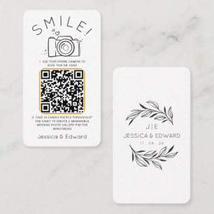 Classic Black Memorable Photos Qr Code Wedding Place Card