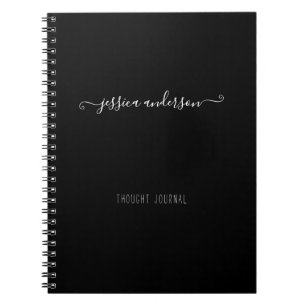 Classic Black Modern Calligraphy Girly Script Notebook