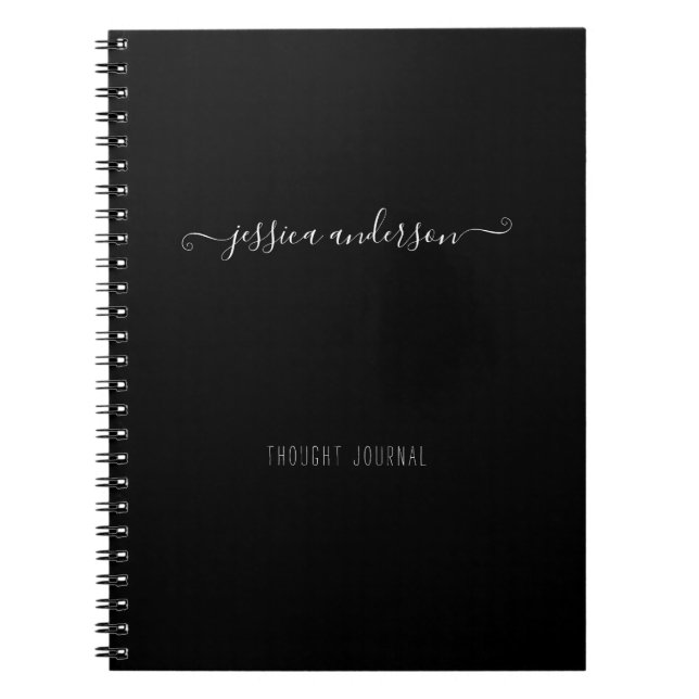 Classic Black Modern Calligraphy Girly Script Notebook (Front)