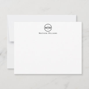 Classic Black Modern Circle Two Monogram Initial Card