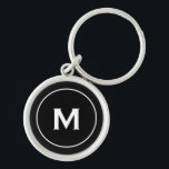 Classic Black Monogram Keychain<br><div class="desc">Personalized Classic Black Monogrammed Keychain Monogram Initial Black White. Perfect as holiday gift, family reunion favours, thank you gift for groomsmen and gift for any special occasions.</div>