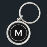Classic Black Monogram Keychain<br><div class="desc">Personalized Classic Black Monogrammed Keychain Monogram Initial Black White. Perfect as holiday gift,  family reunion favours,  thank you gift for groomsmen and gift for any special occasions.</div>