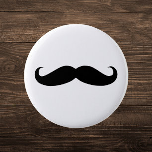 Classic Black Moustache 2 Inch Round Button