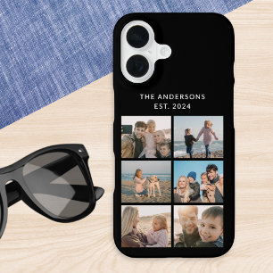 Classic Black Multi Photo Collage Personalized iPhone 16 Case