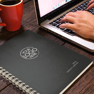 Classic Black Noir Modern Logo Weekly Planner
