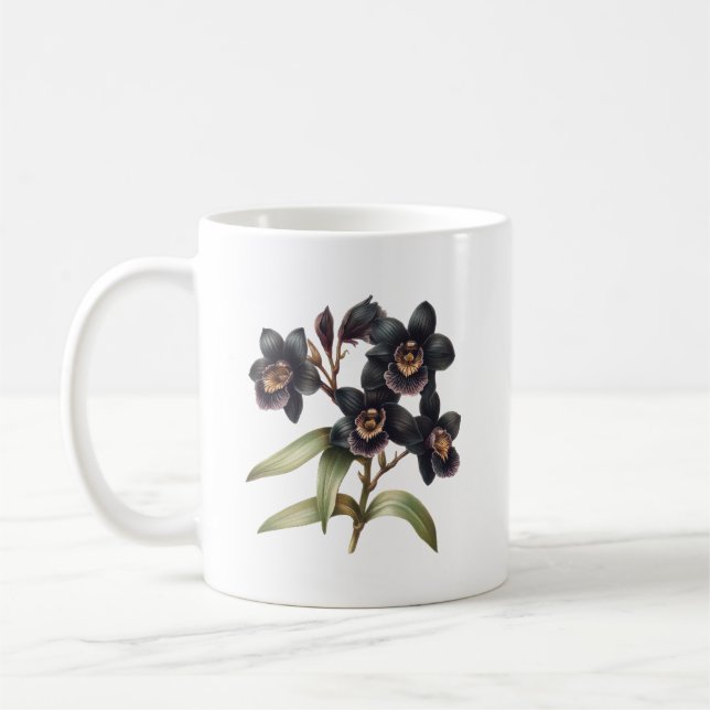 Classic black orchids coffee mug (Left)