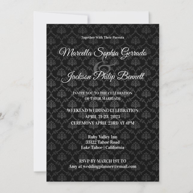 Classic Black Pattern Wedding Invitation (Front)