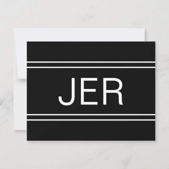 Classic Black Personalized Monogram Name Initial Card (Front)