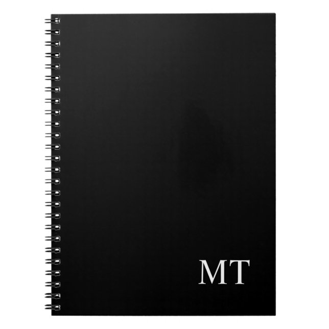 Classic Black Personalized Monogram Notebook (Front)