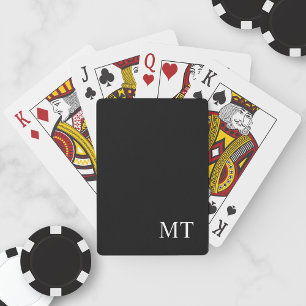 Classic Black Personalized Monogram Playing Cards