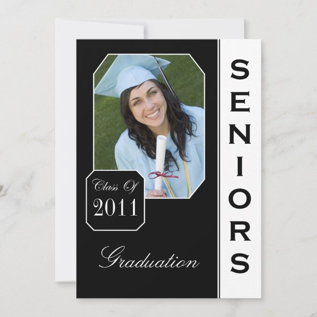 Classic Black Photo Graduation Announcements (Front)