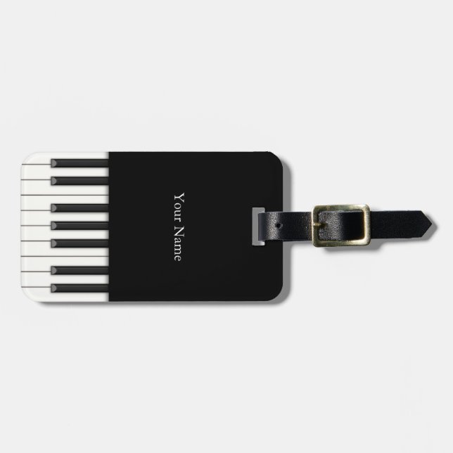Classic Black Piano Custom Luggage Tag (Front Horizontal)