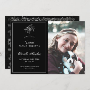 Classic Black Piano Virtual Recital Photo Invitation