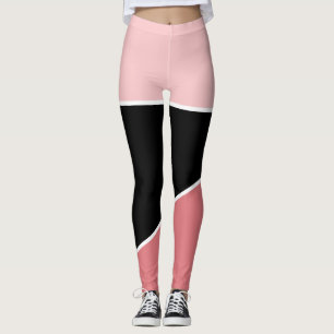Classic Black pink colour block pattern Leggings