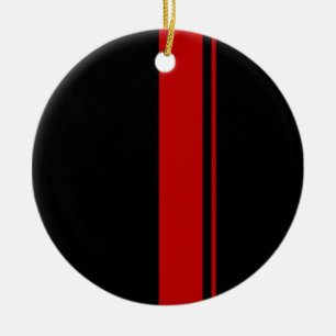 Classic Black & RED Race Car Stripes Ceramic Ornament