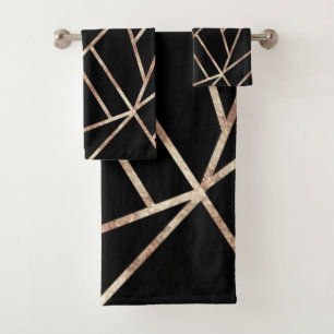 Classic Black Rose Gold Geo #1 Bath Towel Set