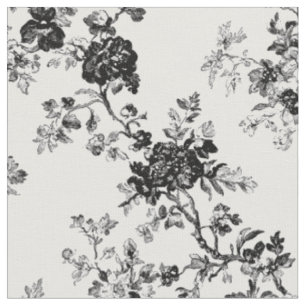 Classic Black Rose Toile Pattern Fabric