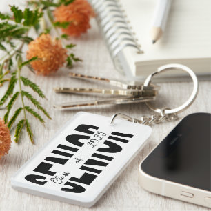 Classic black Senior custom personalized Keychain