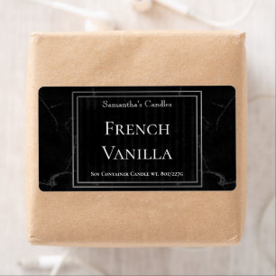 Classic Black Silver Marble Candle Label Template