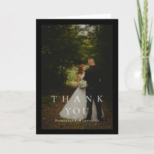 Classic Black Simple Photo Wedding Thank You Card