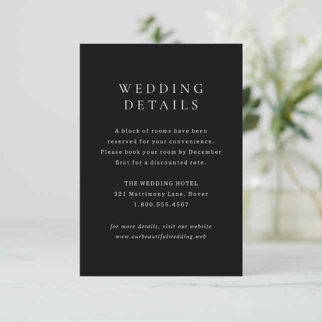 Classic Black Simple Wedding Enclosure Card (Standing Front)