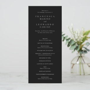 Classic Black Simple Wedding Program