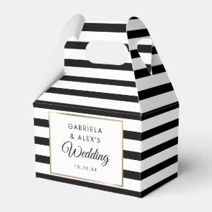 Classic Black Stripe Gold Wedding Favour Box