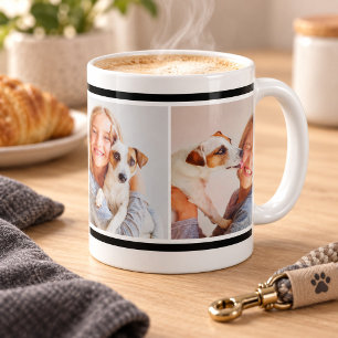 Classic Black Stripe Photo Collage Coffee Mug