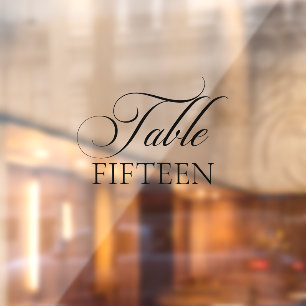 Classic Black Table Number Transparent Decal Sign