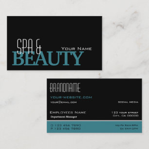 Classic Black Teal White Simple and Professional Business Card
