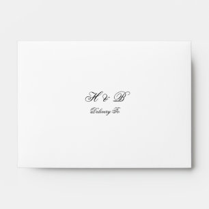 Classic Black Text and White Monogram Invitation Envelope