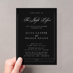 Classic Black The Night Before Rehearsal Dinner Acrylic Invitations