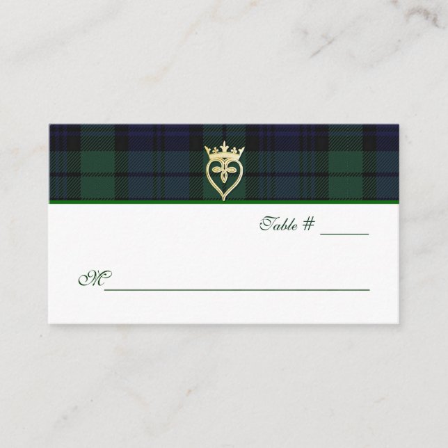 Classic Black Watch Plaid Wedding Place Card (Front)