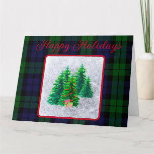 Classic Black Watch Tartan Christmas Trees Custom Card