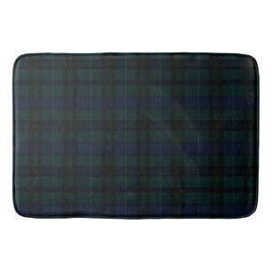 Classic Black Watch Tartan Dark Green Navy Blue  Bath Mat
