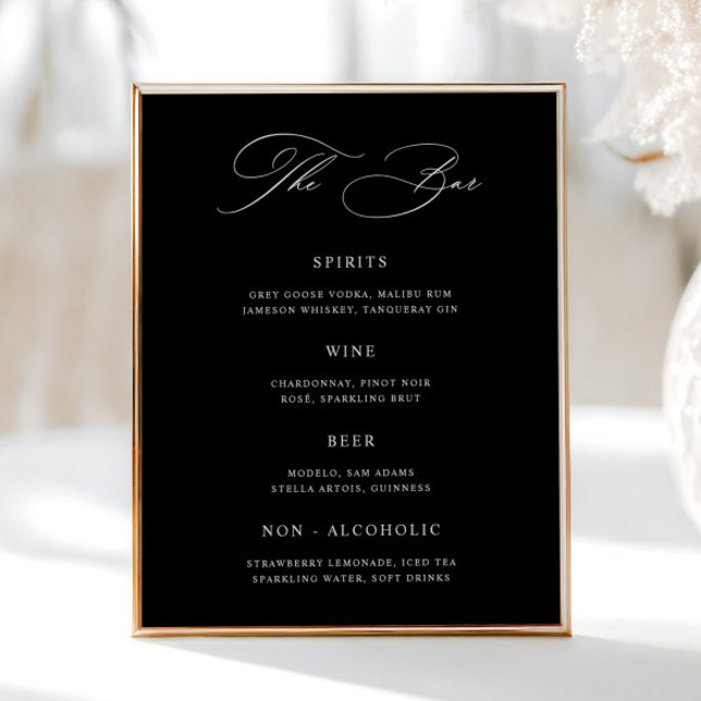 Classic Black Wedding Bar Menu  Poster (Creator Uploaded)