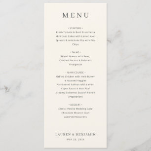 Classic Black Wedding Menu